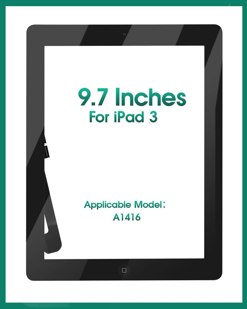 SRJTEK for iPad 3 Screen Replacement-SRJTEK Touch Screen for iPad 3, 3rd Gen A1416 A1403 A1430 Digitizer Glass Sensor Assembly Repair Parts Kits,Include Home Button,Adhesive,Tempered Glass Black - Image 3